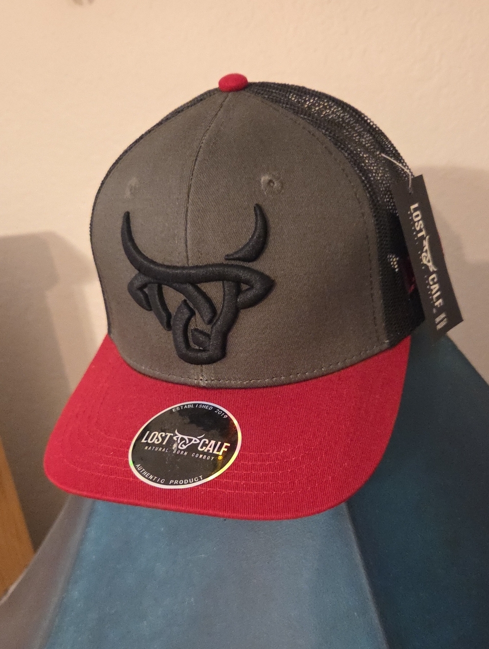 Men's Two-Tone Grey and Red Trucker Hat